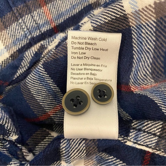 Jachs Mens 2XL Blue‎ Plaid Flannel Shirt 100% Cotton Button Down Mid Weight - Picture 12 of 13